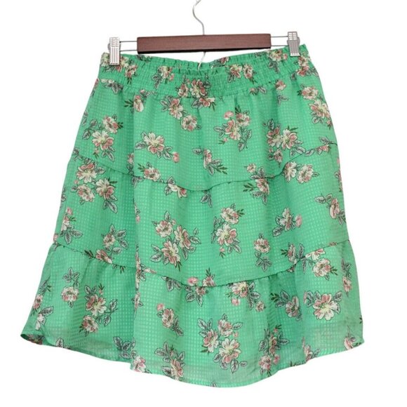 NWT LOFT Skirt Medium Petite Flowy Tiered Floral Preppy Spring Elastic Waist - Picture 8 of 12